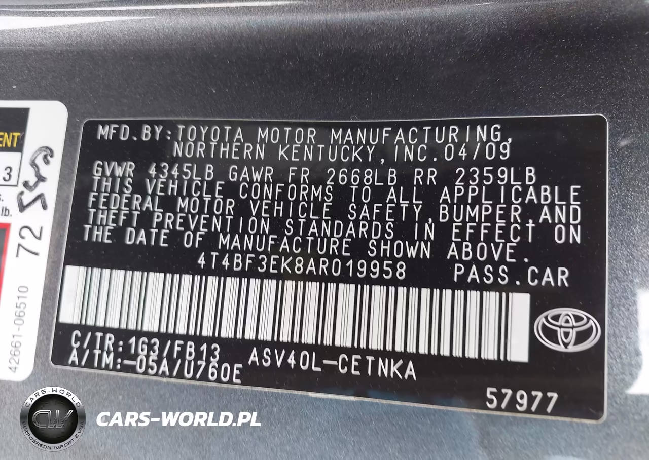 2010 Toyota Camry Le VIN:4T4BF3EK8AR019958 - 9