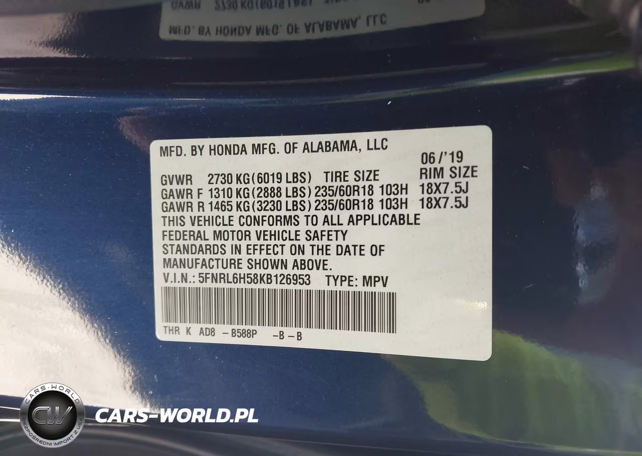 2019 Honda Odyssey Ex VIN:5FNRL6H58KB126953 - 9