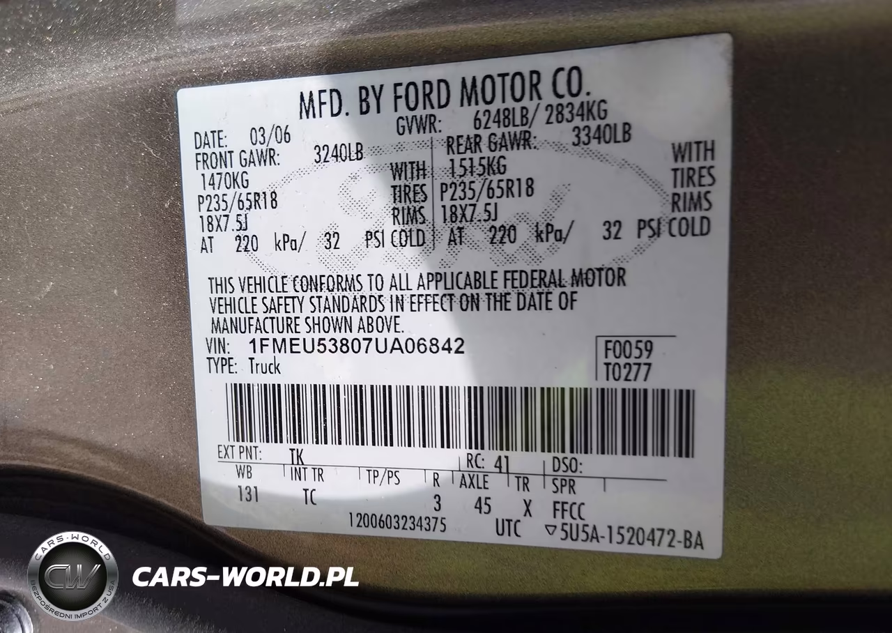 2007 Ford Explorer Sport Trac Limited VIN:1FMEU53807UA06842 - 9