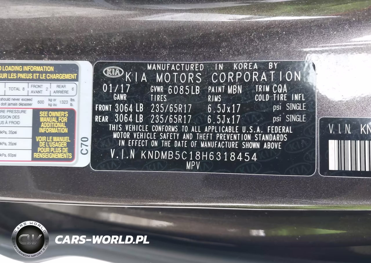 2017 Kia Sedona Lx VIN:KNDMB5C18H6318454 - 9