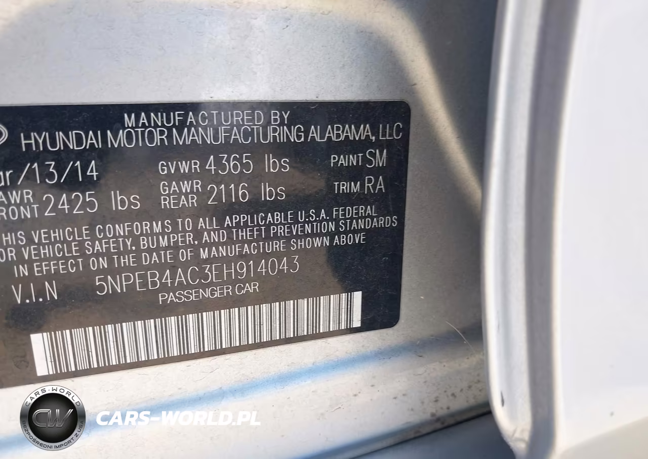 2014 Hyundai Sonata Gls VIN:5NPEB4AC3EH914043 - 9