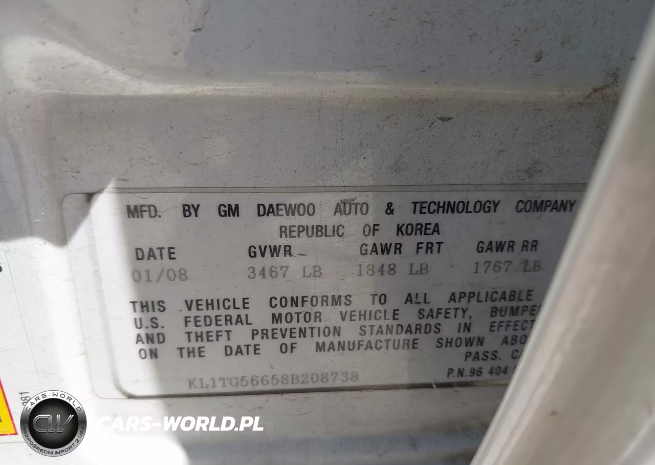 2008 Chevrolet Aveo Lt VIN:KL1TG56658B208738 - 9