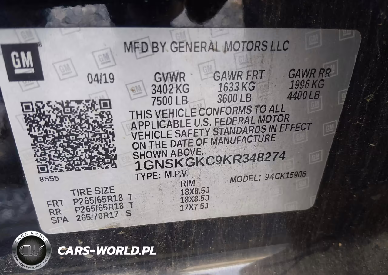 2019 Chevrolet Suburban Ls VIN:1GNSKGKC9KR348274 - 9