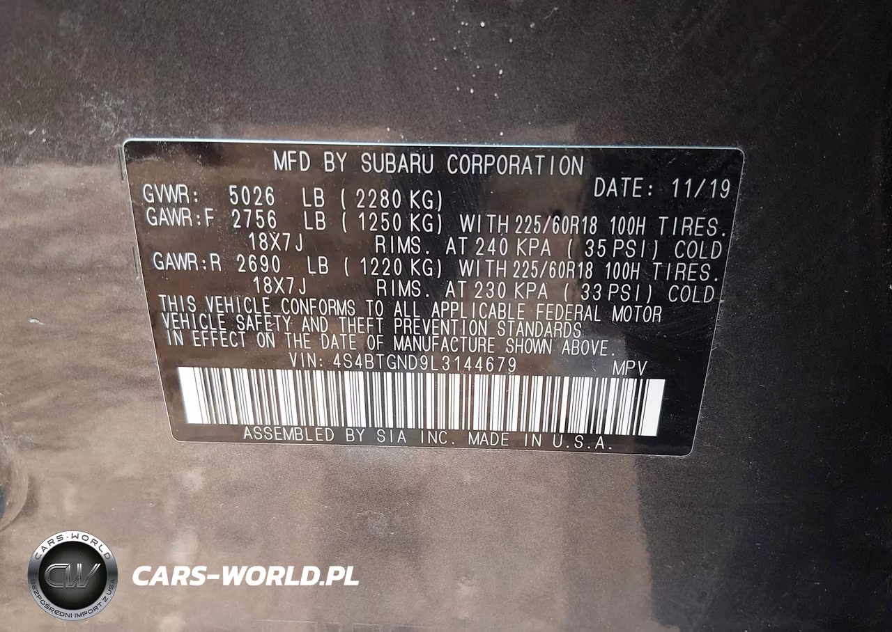 2020 Subaru Outback Limited Xt VIN:4S4BTGND9L3144679 - 9