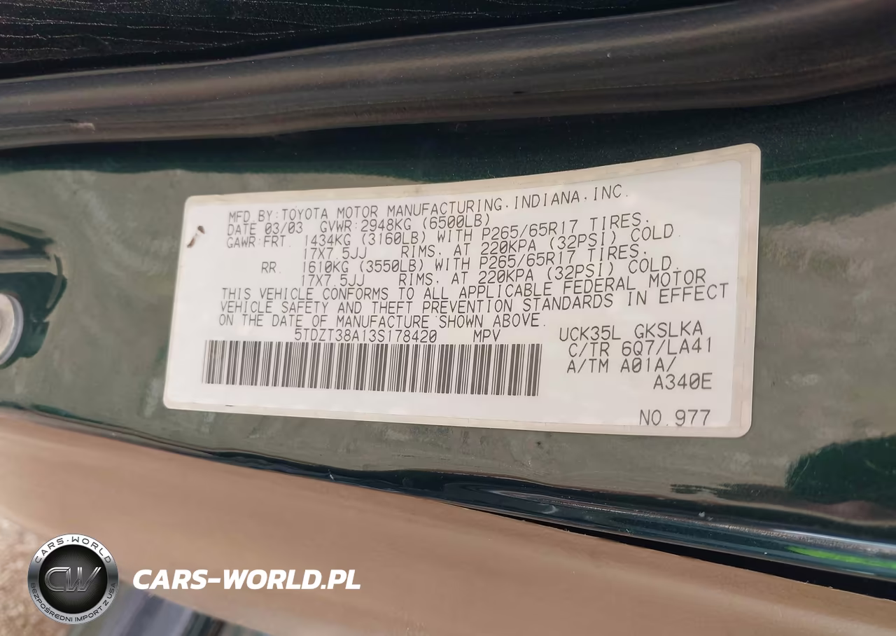 2003 Toyota Sequoia Limited V8 VIN:5TDZT38A13S178420 - 9