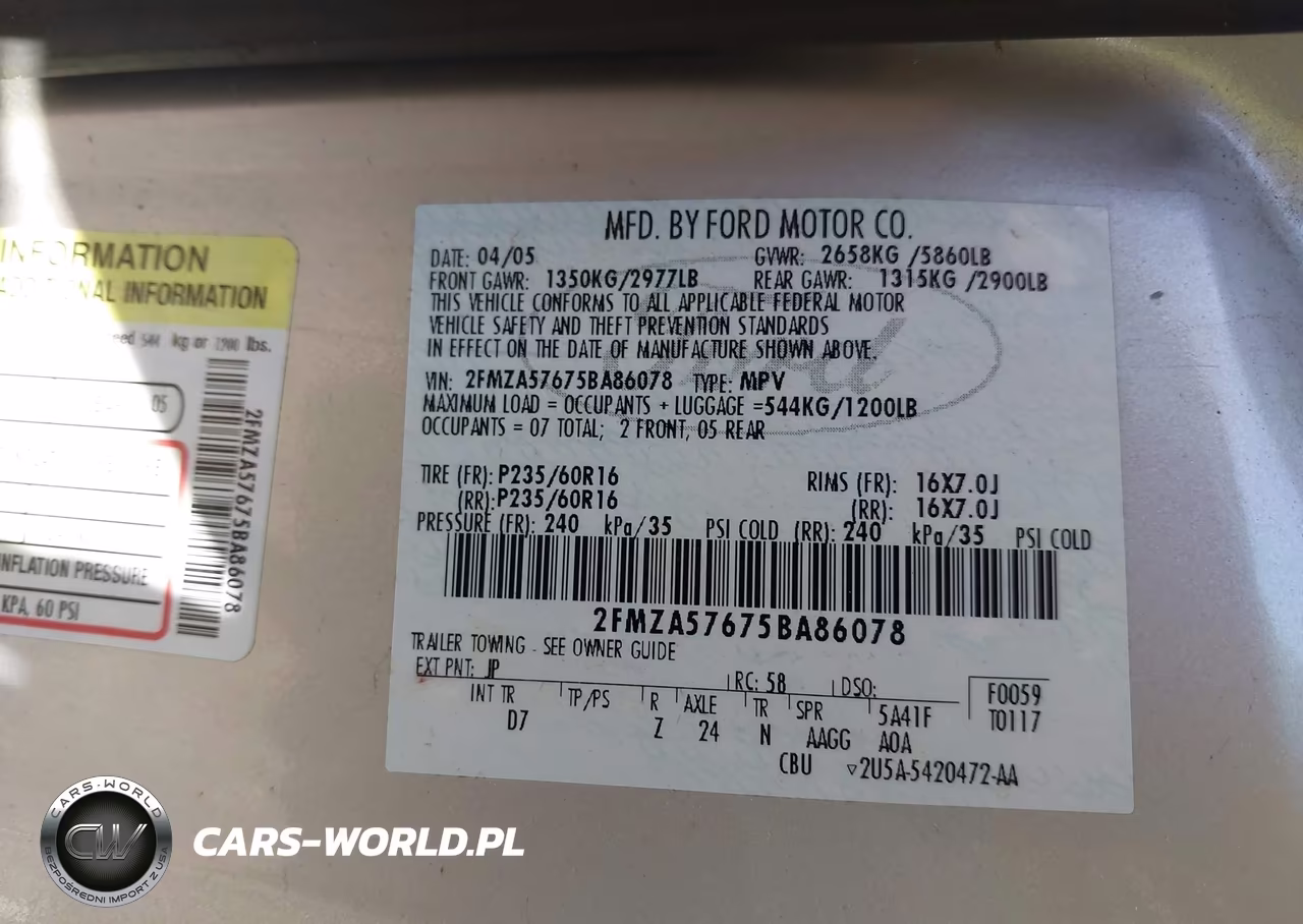 2005 Ford Freestar Ses VIN:2FMZA57675BA86078 - 9