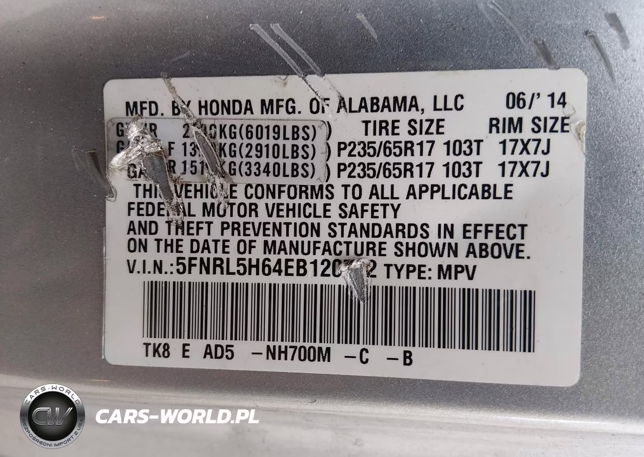 2014 Honda Odyssey Ex-L VIN:5FNRL5H64EB120722 - 9