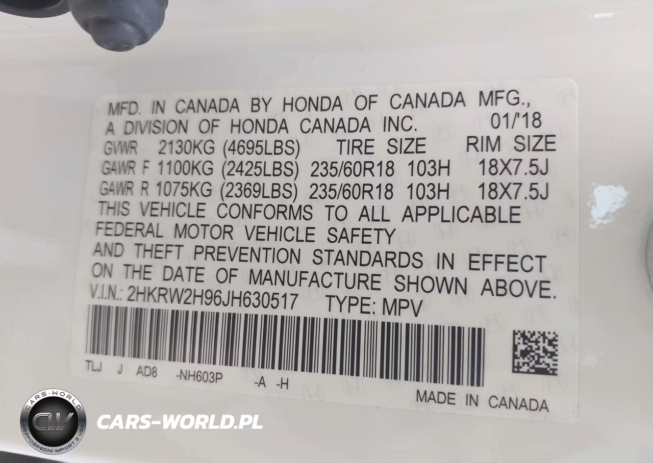 2018 Honda Cr-V Touring VIN:2HKRW2H96JH630517 - 9