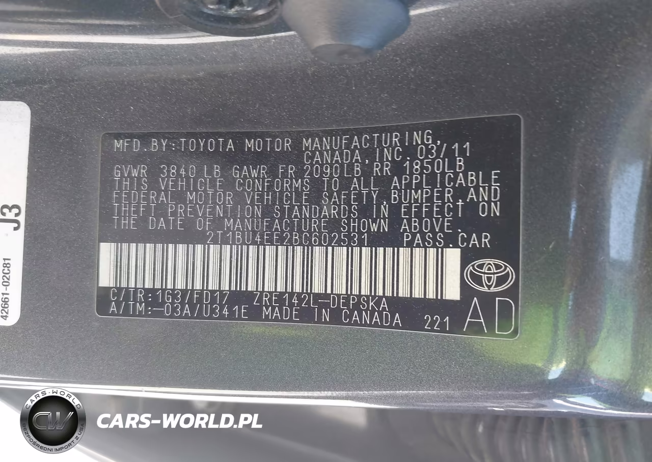 2011 Toyota Corolla S VIN:2T1BU4EE2BC602531 - 9