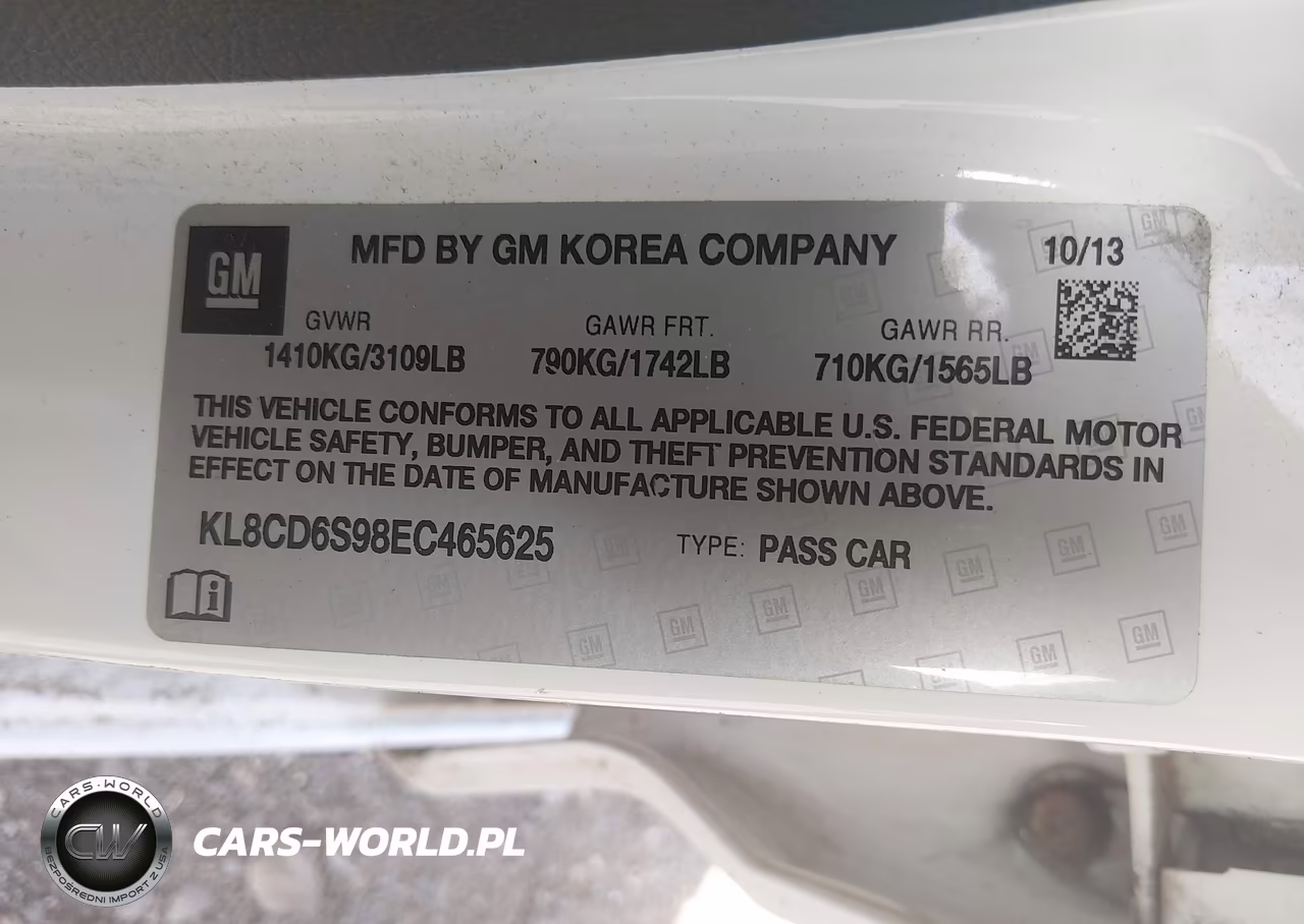 2014 Chevrolet Spark 1Lt Auto VIN:KL8CD6S98EC465625 - 9
