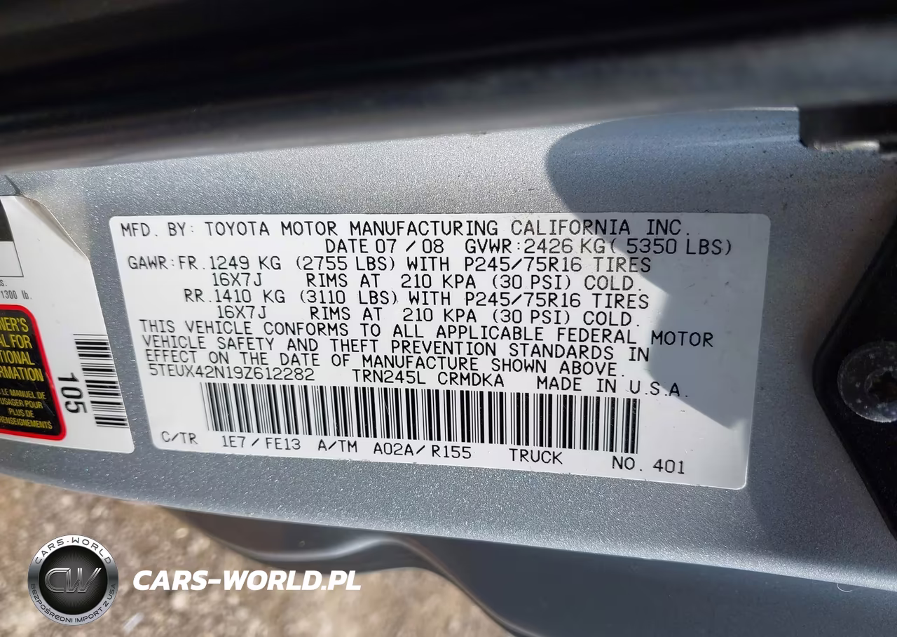 2009 Toyota Tacoma VIN:5TEUX42N19Z612282 - 9