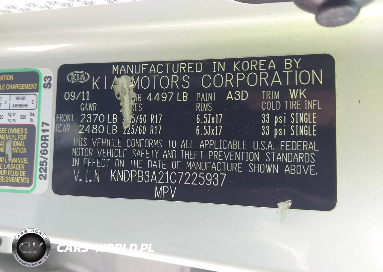 2012 Kia Sportage Lx VIN:KNDPB3A21C7225937 - 9