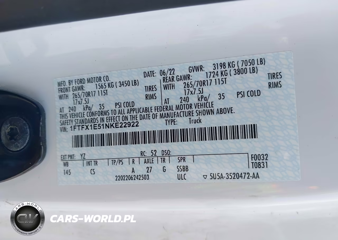 2022 Ford F-150 Xl VIN:1FTFX1E51NKE22922 - 9
