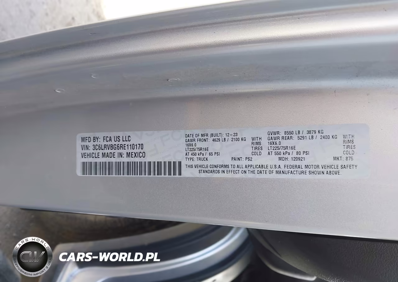 2024 Ram Promaster 1500 VIN:3C6LRVBG6RE110170 - 9