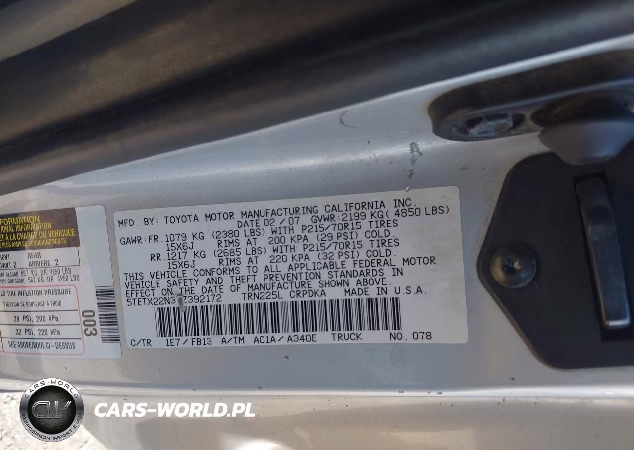 2007 Toyota Tacoma VIN:5TETX22N37Z392172 - 9