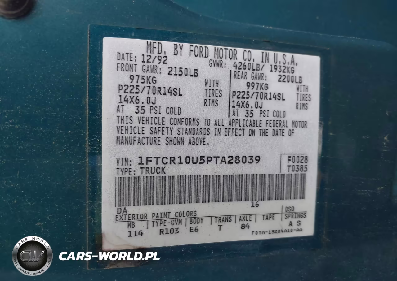 1993 Ford Ranger VIN:1FTCR10U5PTA28039 - 9