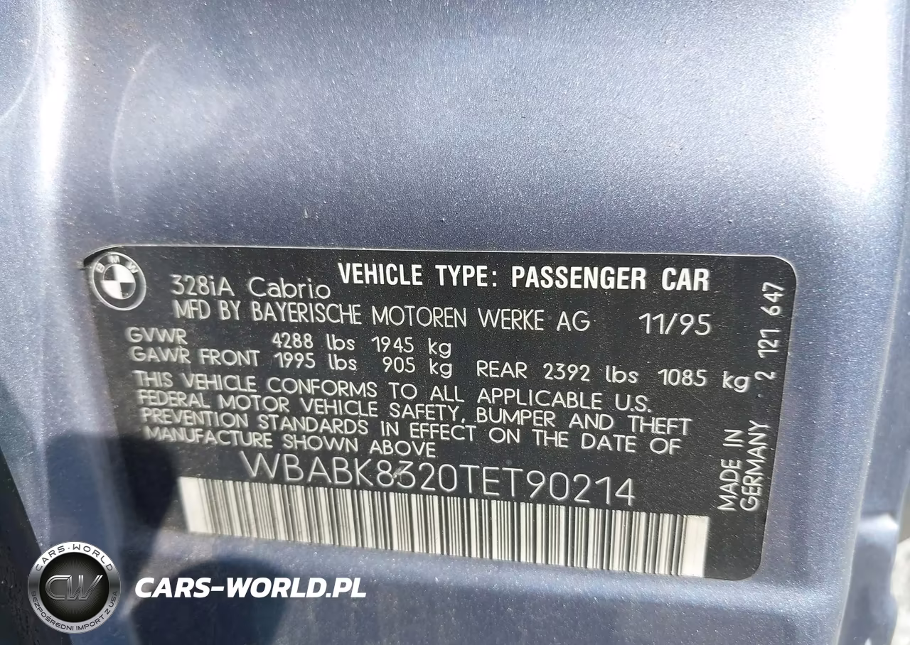 1996 BMW 328 Ic Automatic VIN:WBABK8320TET90214 - 9