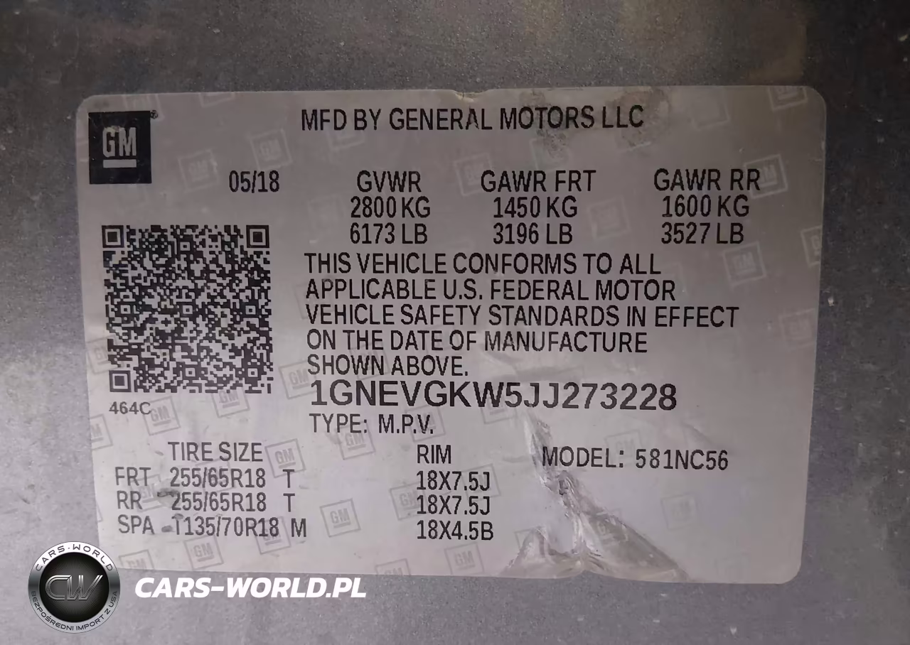 2018 Chevrolet Traverse 1Lt VIN:1GNEVGKW5JJ273228 - 9