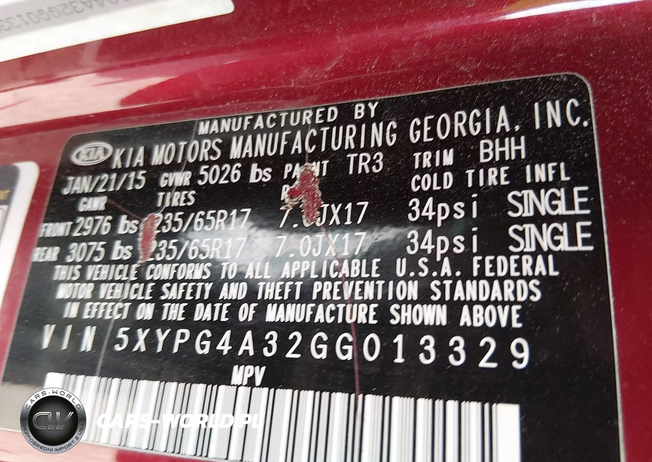 2016 Kia Sorento 2.4L Lx VIN:5XYPG4A32GG013329 - 9
