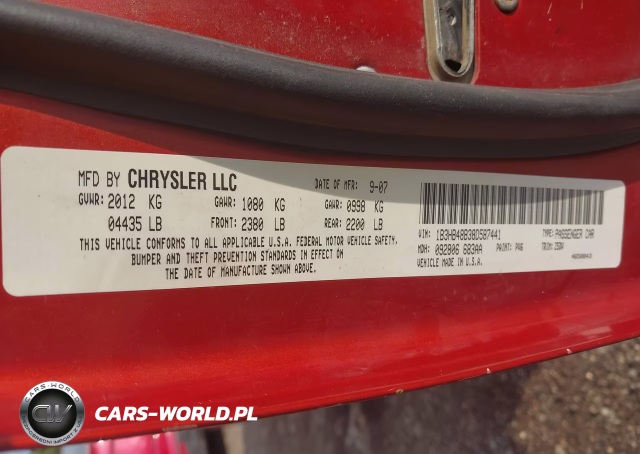 2008 Dodge Caliber VIN:1B3HB48B38D587441 - 9