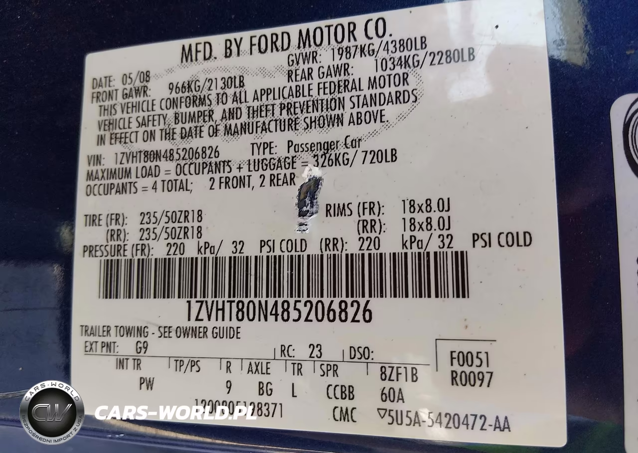 2008 Ford Mustang V6 Deluxe-V6 Premium VIN:1ZVHT80N485206826 - 9