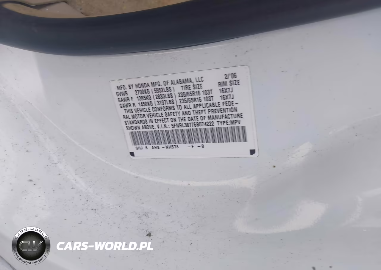 2006 Honda Odyssey Ex-L VIN:5FNRL38776B074222 - 9