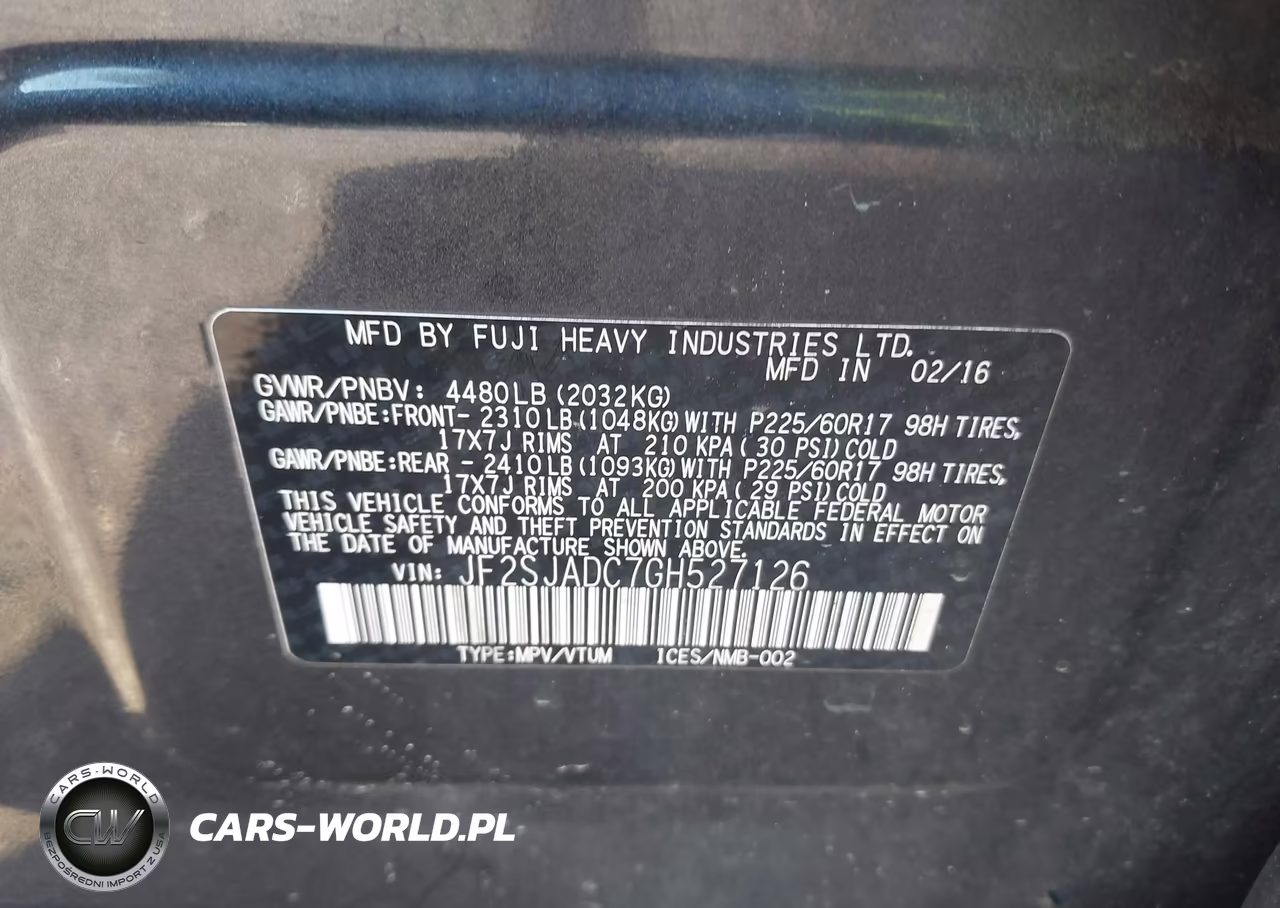 2016 Subaru Forester 2.5I Premium VIN:JF2SJADC7GH527126 - 9