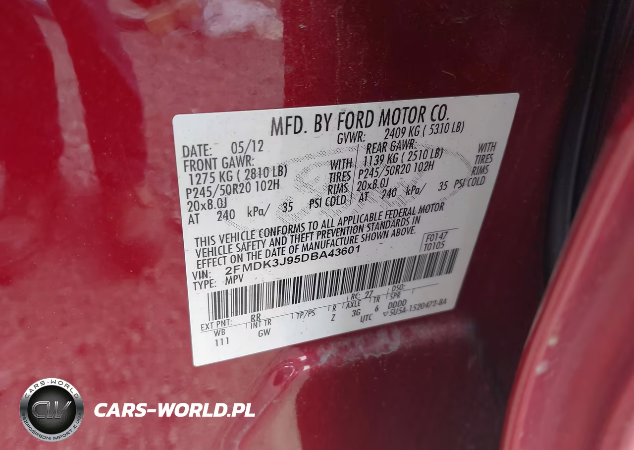 2013 Ford Edge Sel VIN:2FMDK3J95DBA43601 - 9
