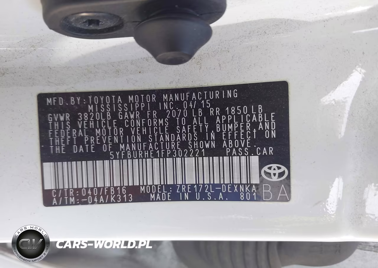 2015 Toyota Corolla Le VIN:5YFBURHE1FP302221 - 9