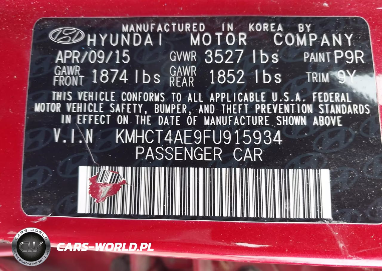 2015 Hyundai Accent Gls VIN:KMHCT4AE9FU915934 - 9
