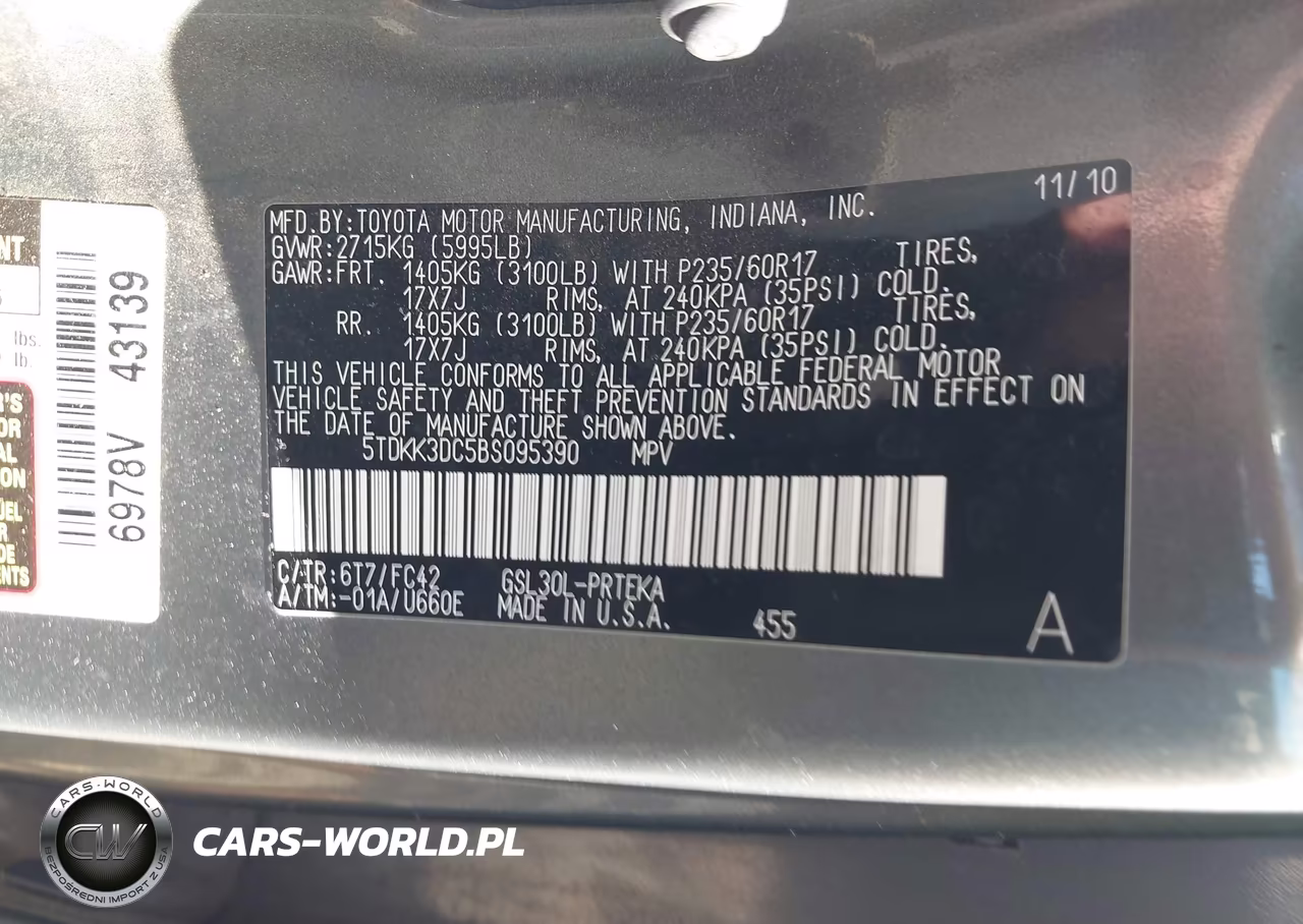 2011 Toyota Sienna Le V6 VIN:5TDKK3DC5BS095390 - 9