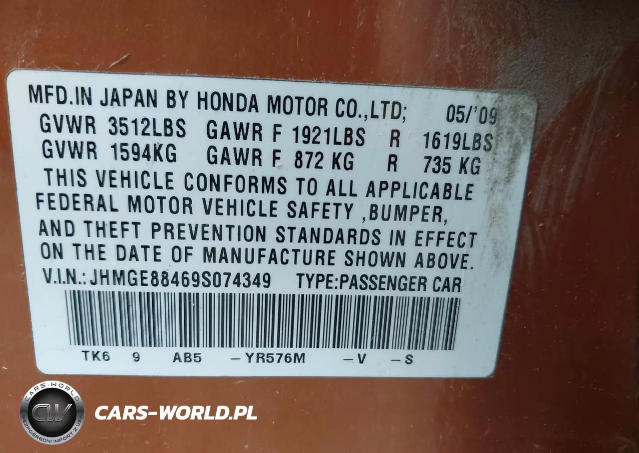 2009 Honda Fit Sport VIN:JHMGE88469S074349 - 9