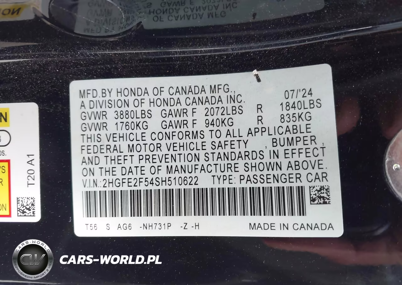 2025 Honda Civic Sport VIN:2HGFE2F54SH510622 - 9