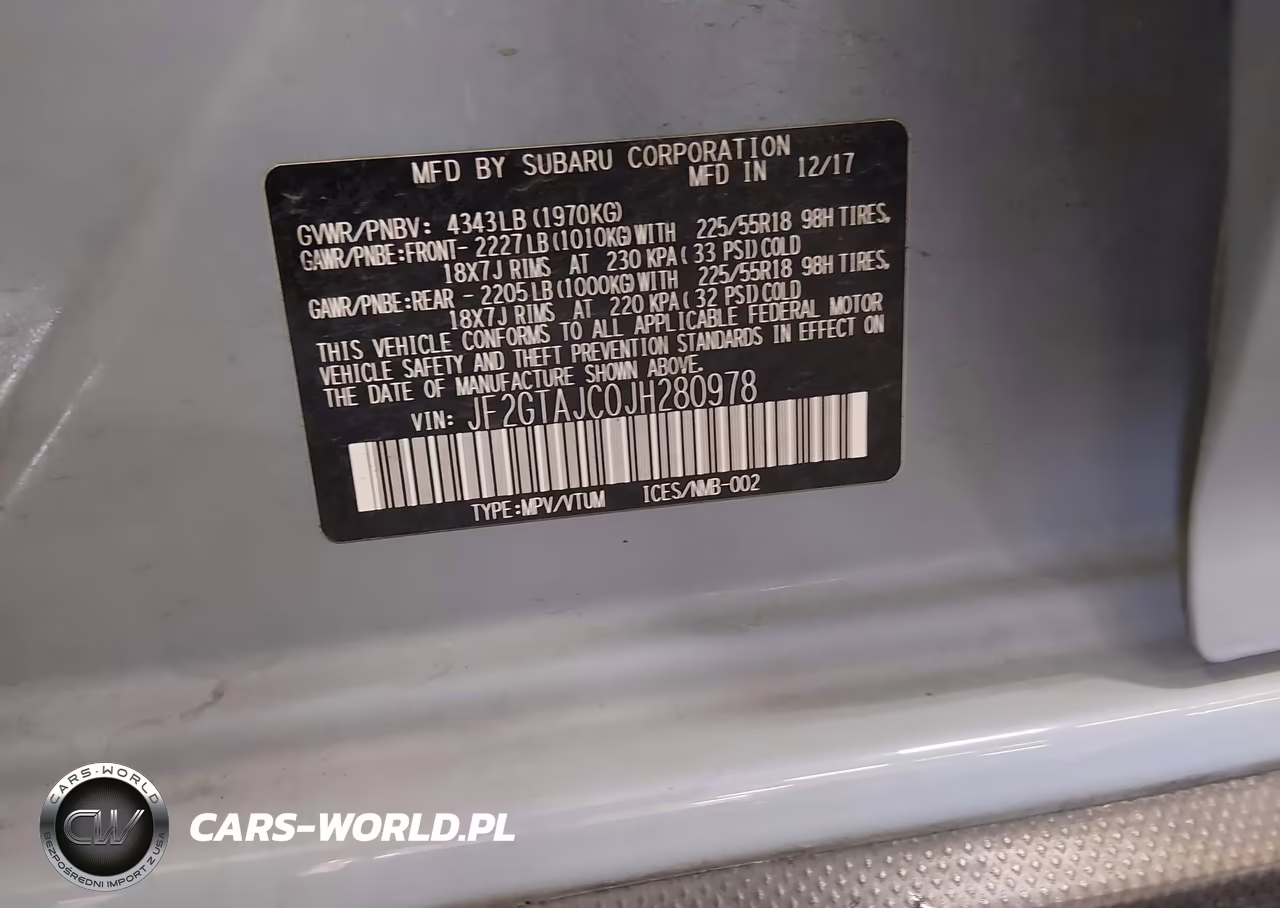 2018 Subaru Crosstrek 2.0I Limited VIN:JF2GTAJC0JH280978 - 9