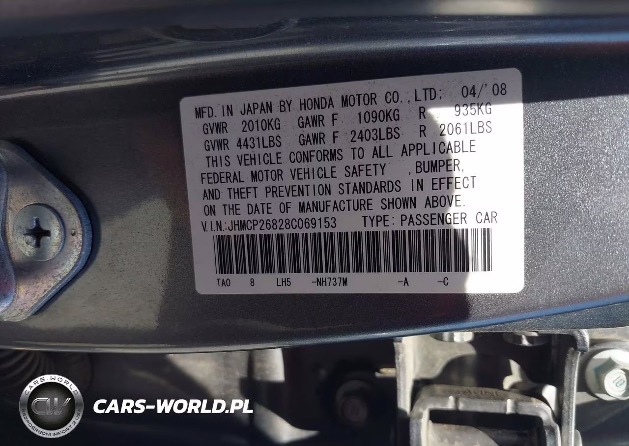 2008 Honda Accord 2.4 Ex-L VIN:JHMCP26828C069153 - 9