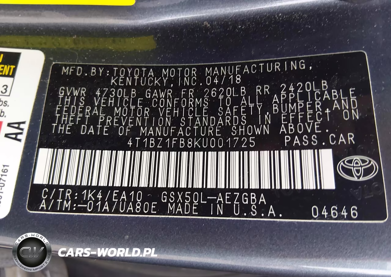 2019 Toyota Avalon Xle VIN:4T1BZ1FB8KU001725 - 9