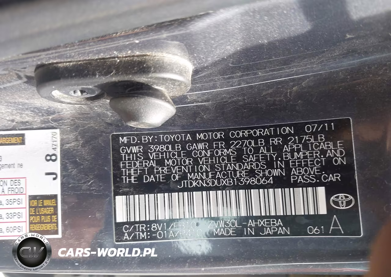 2011 Toyota Prius Two VIN:JTDKN3DUXB1398064 - 9