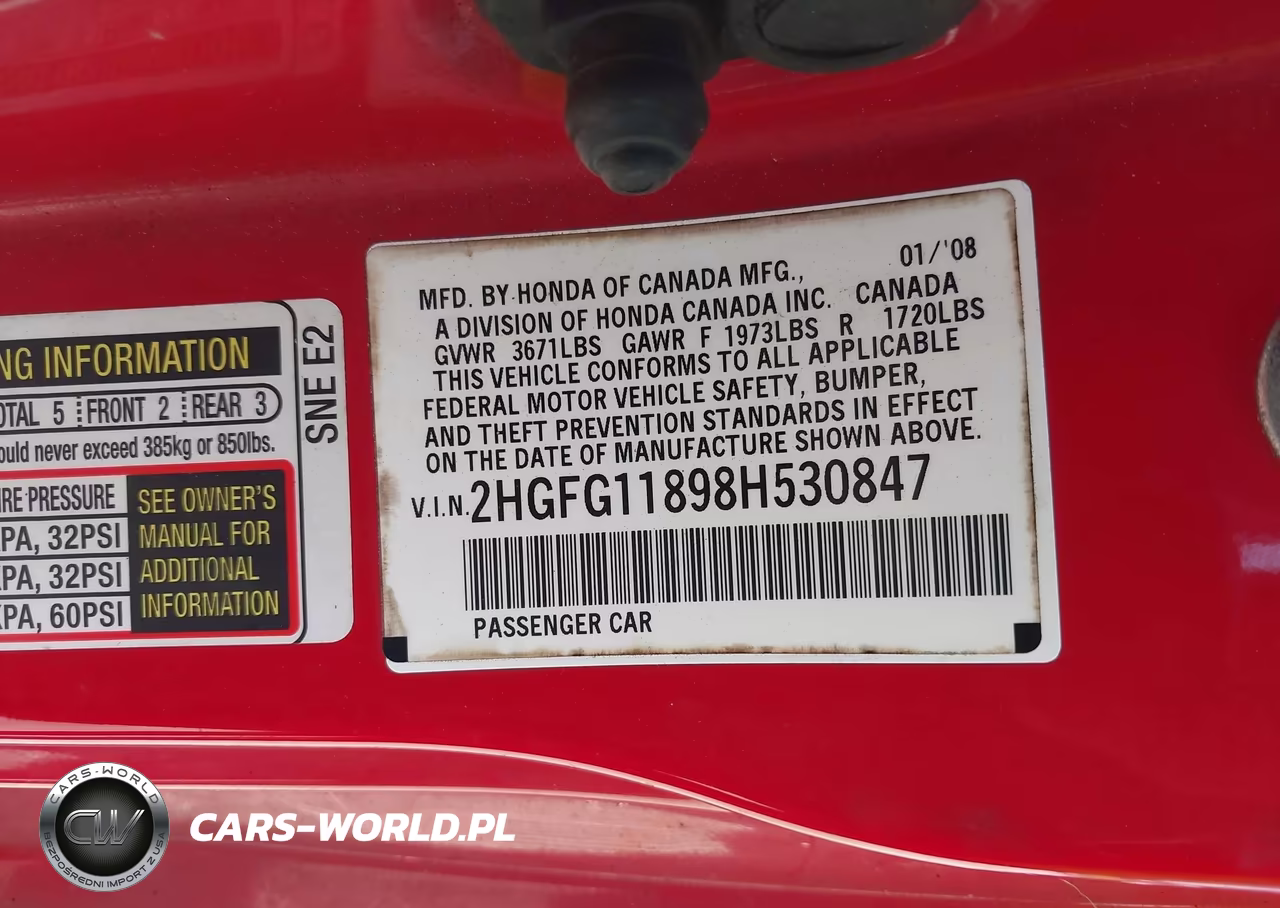 2008 Honda Civic Ex VIN:2HGFG11898H530847 - 9