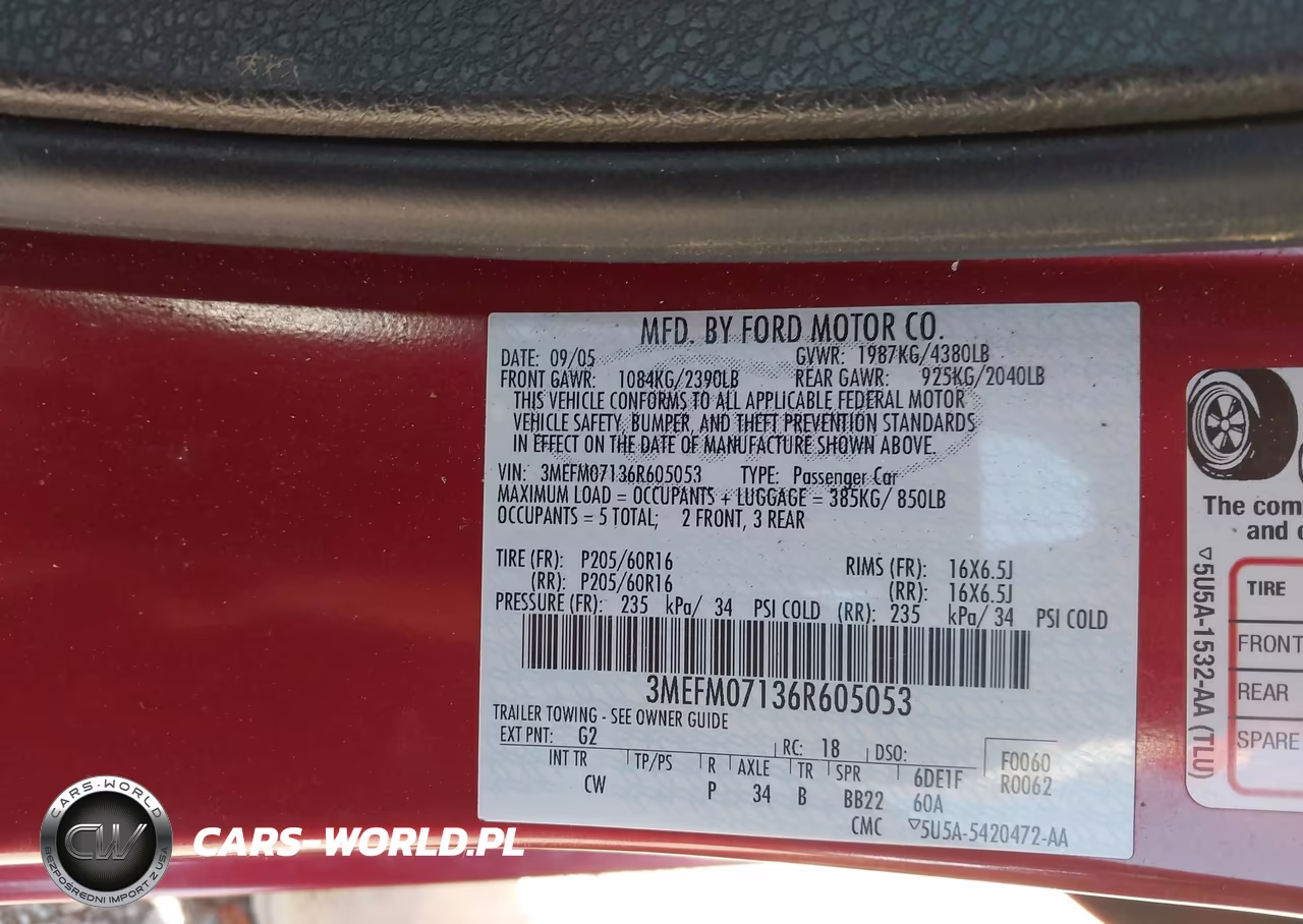 2006 Mercury Milan V6 VIN:3MEFM07136R605053 - 9