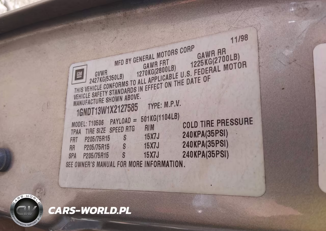 1999 Chevrolet Blazer Ls VIN:1GNDT13W1X2127585 - 9