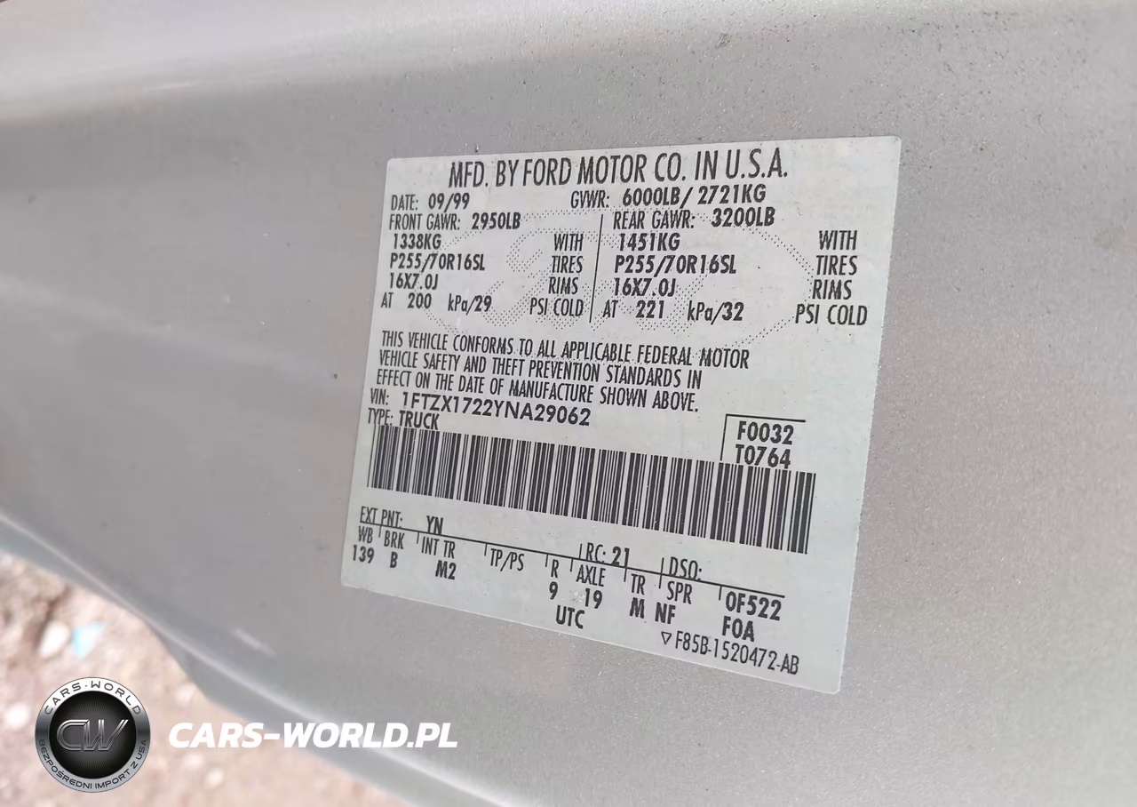 2000 Ford F-150 Work Series-Xl-Xlt VIN:1FTZX1722YNA29062 - 9