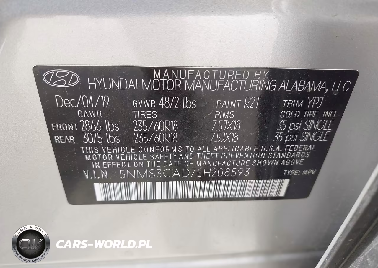 2020 Hyundai Santa Fe Sel VIN:5NMS3CAD7LH208593 - 9