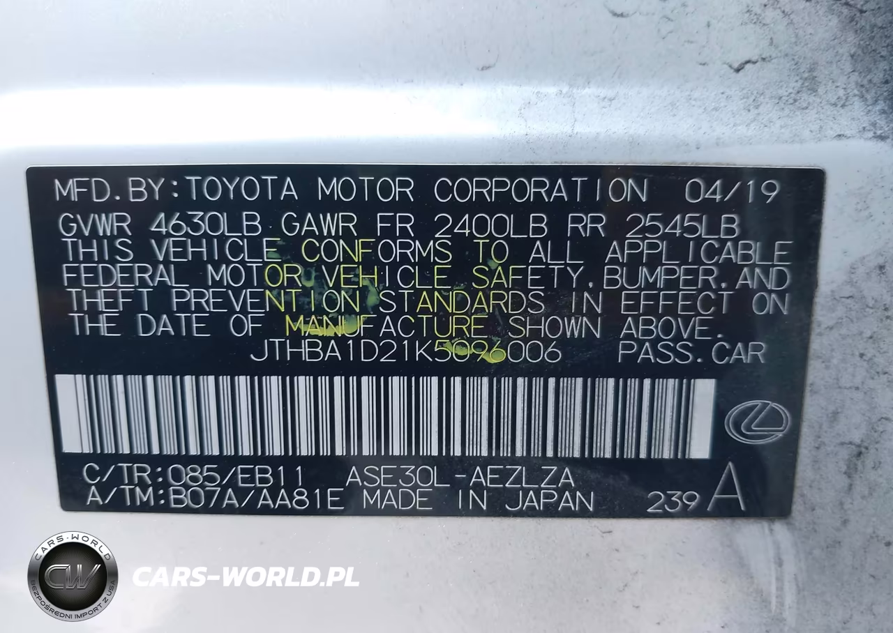 2019 Lexus Is 300 VIN:JTHBA1D21K5096006 - 9