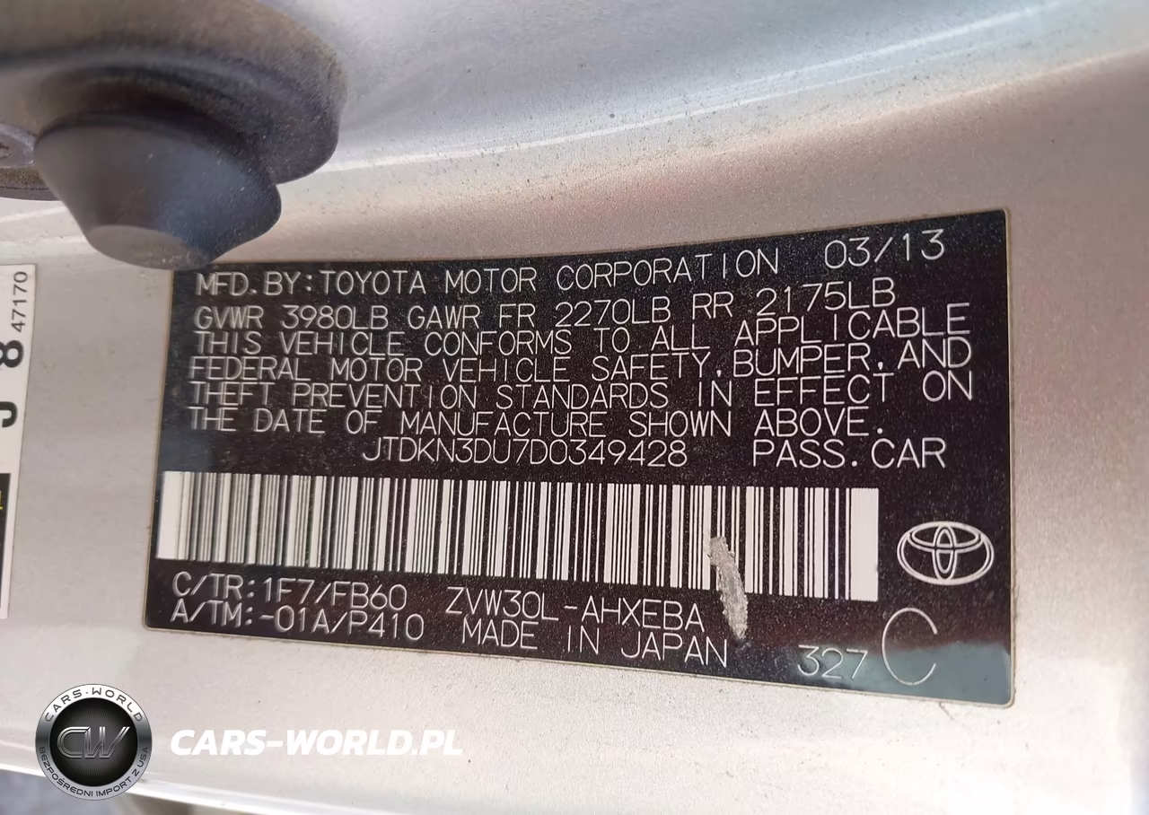 2013 Toyota Prius Two VIN:JTDKN3DU7D0349428 - 9