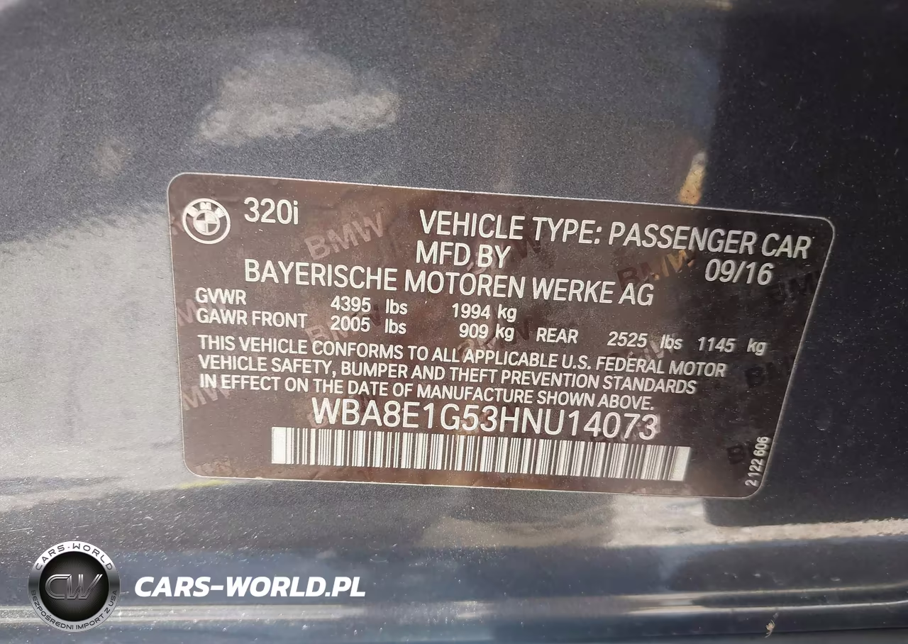 2017 BMW 320I VIN:WBA8E1G53HNU14073 - 9