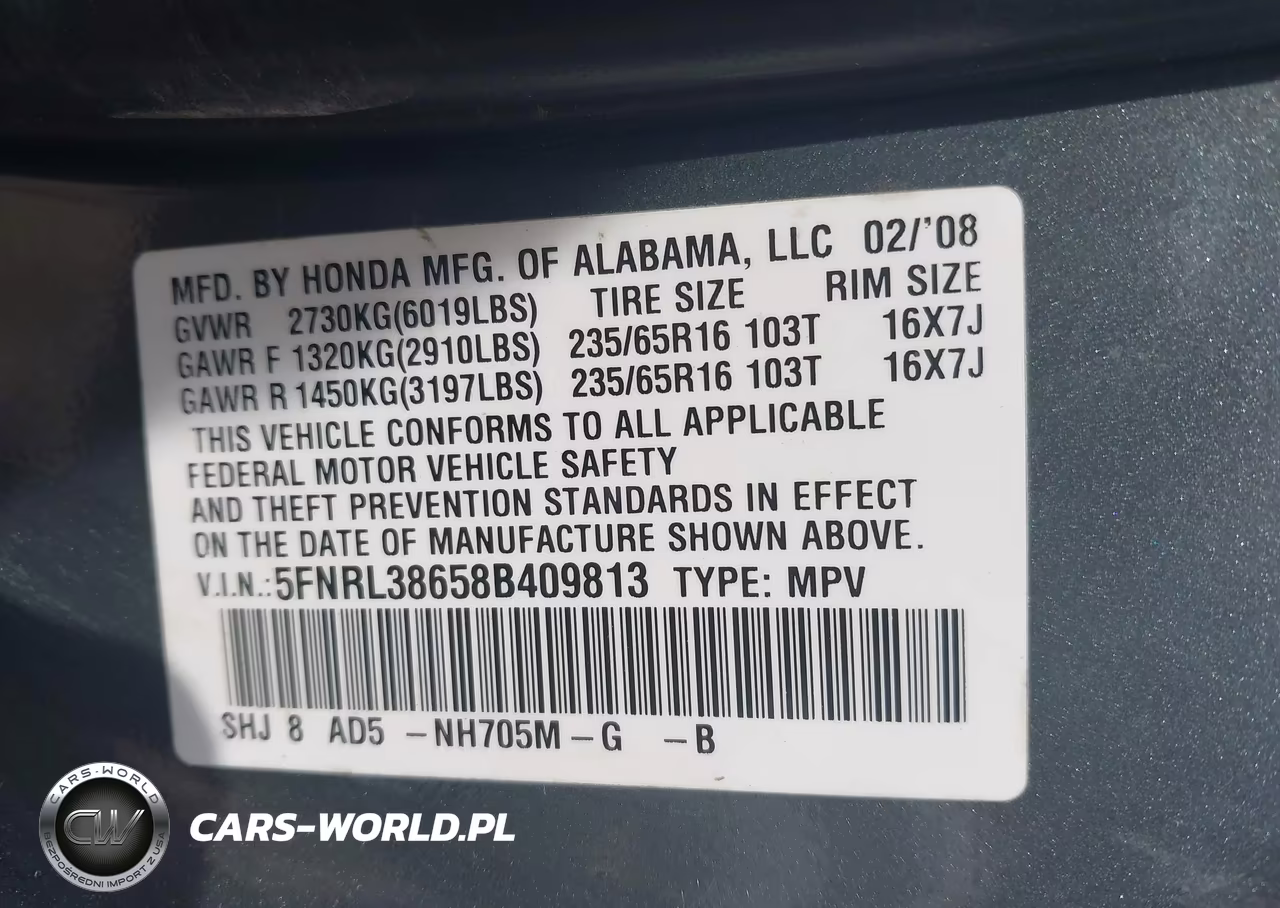 2008 Honda Odyssey Ex-L VIN:5FNRL38658B409813 - 9