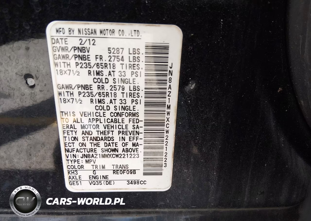 2012 Nissan Murano Sv VIN:JN8AZ1MWXCW221223 - 9