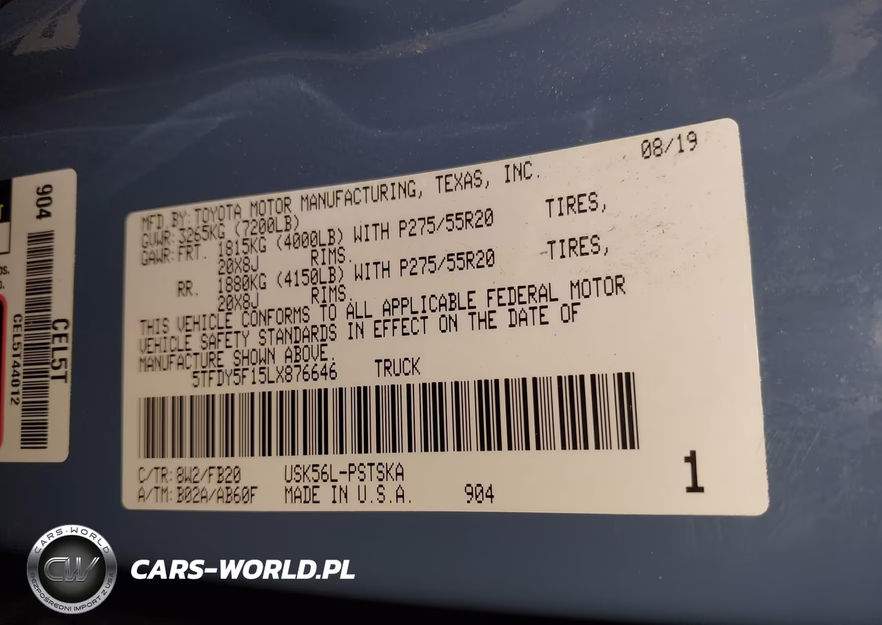2020 Toyota Tundra Sr5 VIN:5TFDY5F15LX876646 - 9