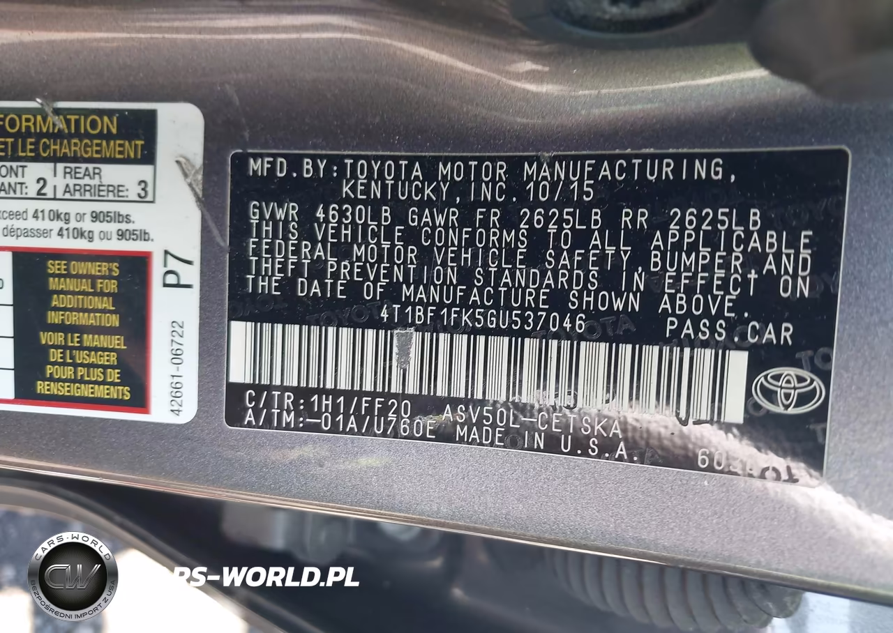 2016 Toyota Camry Se VIN:4T1BF1FK5GU537046 - 9