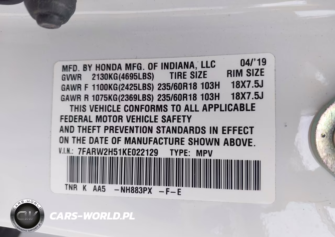 2019 Honda Cr-V Ex VIN:7FARW2H51KE022129 - 9